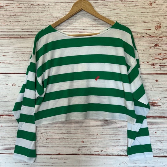 NWT Suzie Kondi Psaras Striped Tee in Green and White Stripe Sz XL - Picture 5 of 12